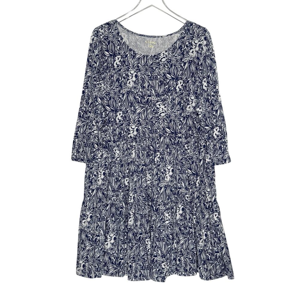 Lilly Pulitzer Geanna Swing Dress XXL Gday Mate Koala Print Navy White